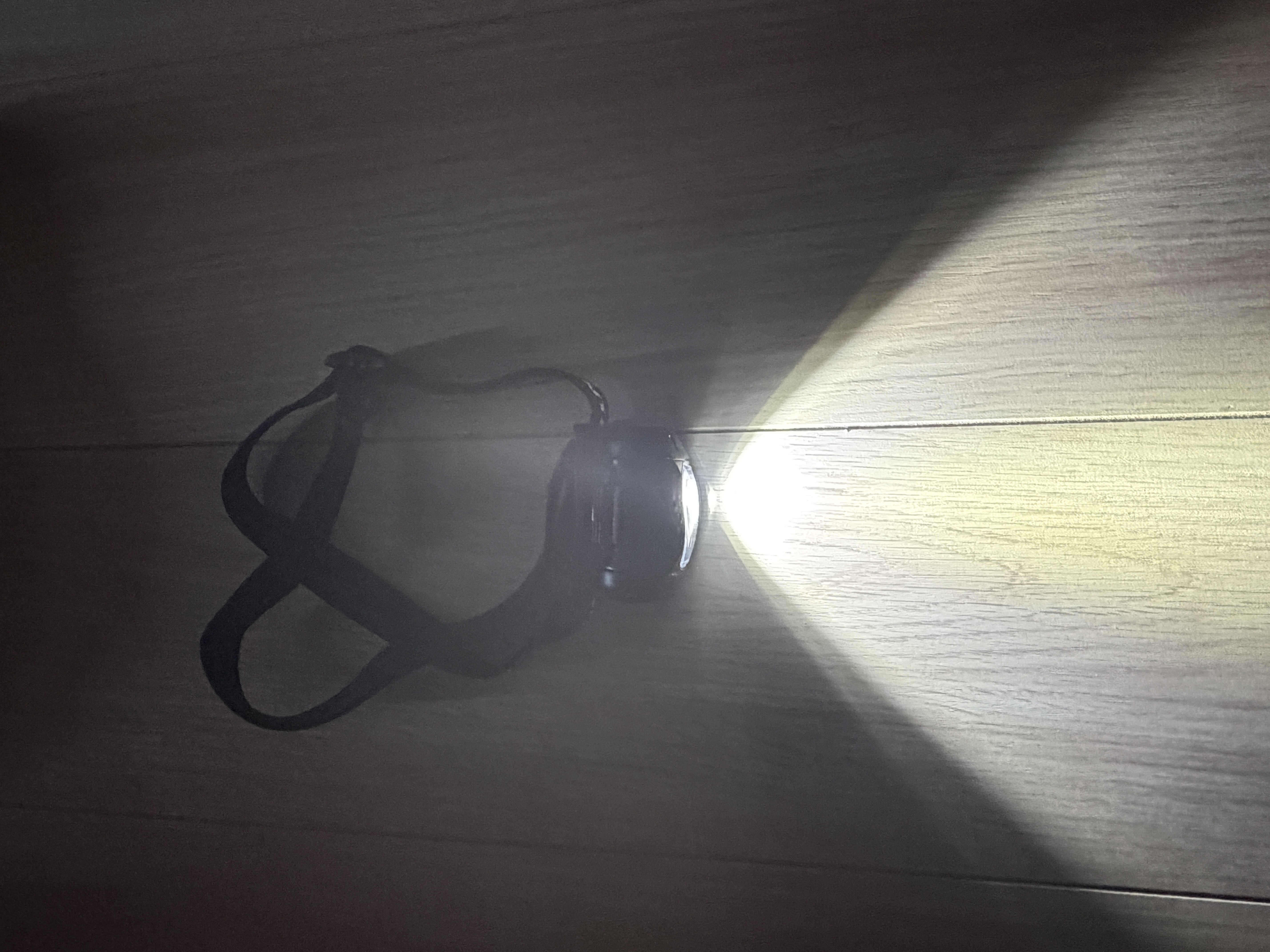 GENTOS の LED ヘッドライト。3:45 の暗い時間帯の足元と前方の確認に使用